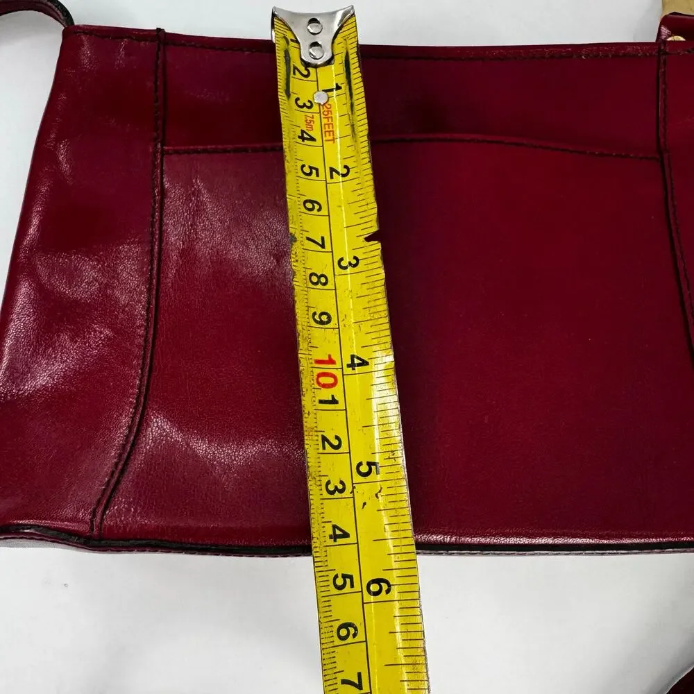 Vtg Brahmin Crossbody Bag Small Red Leather Shoulder Purse Zip Top Side Pocket